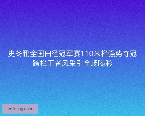 史冬鹏全国田径冠军赛110米栏强势夺冠跨栏王者风采引全场喝彩