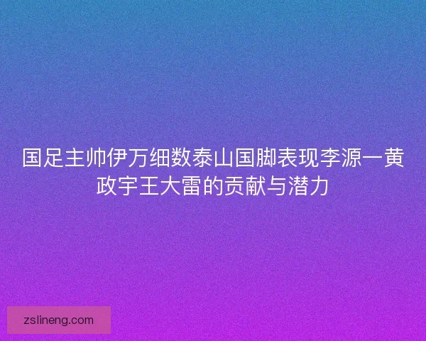 国足主帅伊万细数泰山国脚表现李源一黄政宇王大雷的贡献与潜力