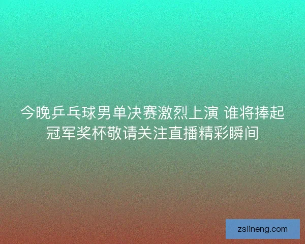 今晚乒乓球男单决赛激烈上演 谁将捧起冠军奖杯敬请关注直播精彩瞬间