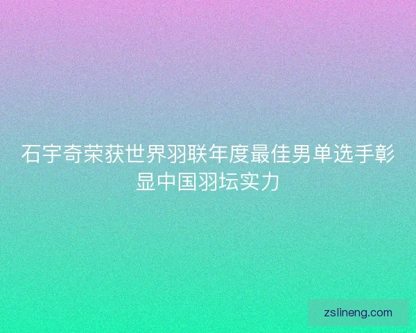石宇奇荣获世界羽联年度最佳男单选手彰显中国羽坛实力