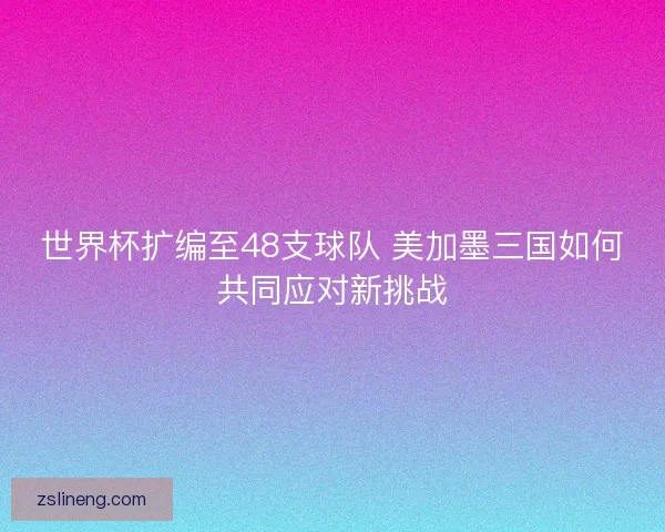 世界杯扩编至48支球队 美加墨三国如何共同应对新挑战