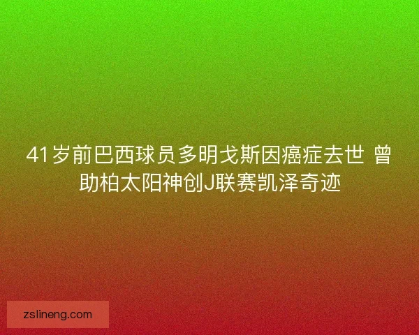 41岁前巴西球员多明戈斯因癌症去世 曾助柏太阳神创J联赛凯泽奇迹