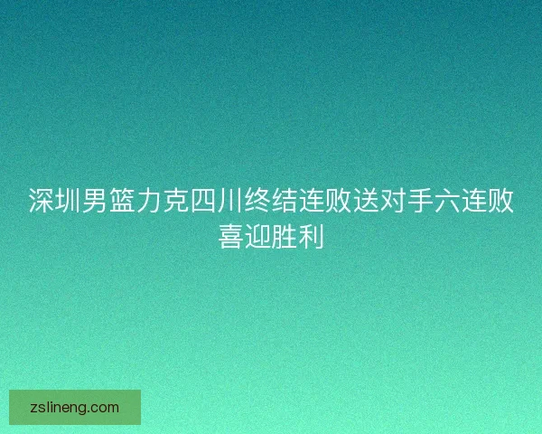 深圳男篮力克四川终结连败送对手六连败喜迎胜利